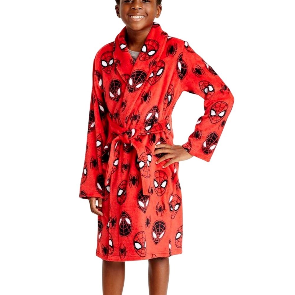 Boys Spiderman Plush Bath Robe